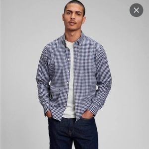 NWT J Crew flex washed blue gingham button down shirt